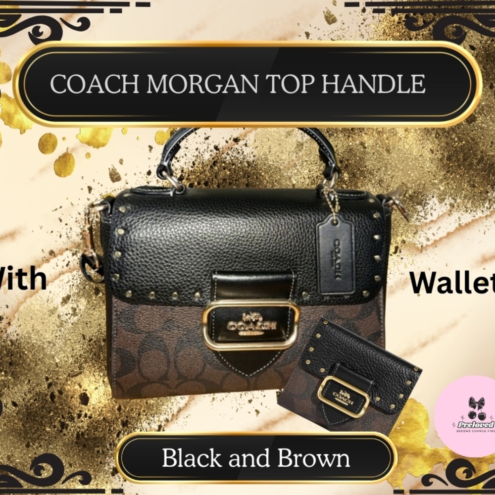 Coach Morgan Black and Brown Top Handle Bag